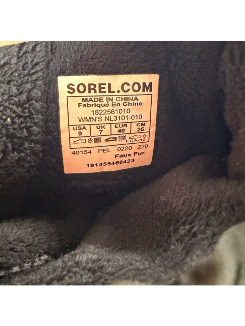 Sorel Kinetic waterproof insulated Winter Boots Womens Size 9 Black Faux Fur - Picture 6 of 8
